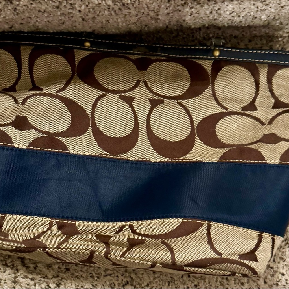 VINTAGE Coach Signature Brown and Navy Messenger Bag
